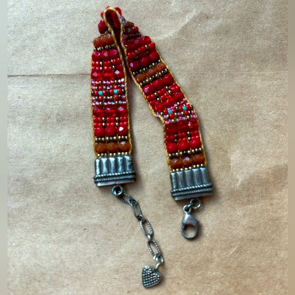 Chili Rose Beadz Glass Beaded Bracelet Sterling Silver Clasp